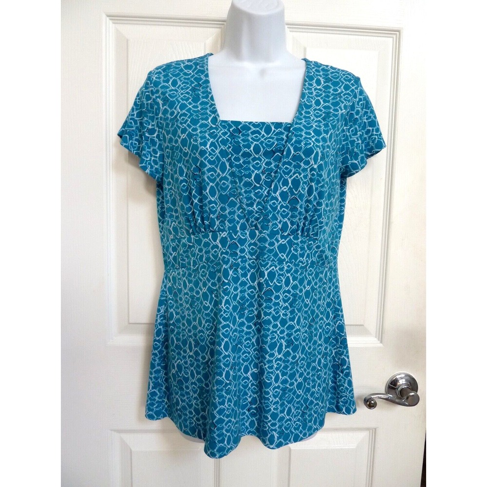 **NINE & CO. Sz Medium Short Sleeve Career Office Business Geometric**